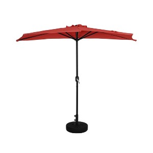 WestinTrends 9 Ft Half Market Patio Umbella with Black Round Plastic Base - 1 of 4