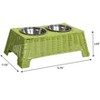 THE LICKER STORE Serenity 6.9" Small/Medium Elevated Wicker Pet Feeder w/ 18oz (2.2 Cups) 2-Stainless Steel Bowls - 3 of 4
