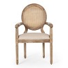 Set of 2 Judith French Country Wood and Cane Upholstered Dining Chairs - Christopher Knight Home - 3 of 4