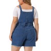 Women's Plus Size Outfits Fashion Overalls Denim Ripped Raw Hem Shortalls - Agnes Orinda - 4 of 4