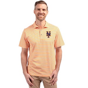 New York Mets Cutter & Buck Virtue Eco Pique Stripe Recycled Mens Polo - 1 of 1
