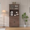 72" Tall Pantry Cabinet with Doors Drawer Freestanding Kitchen Hutch Coffee Bar, Adjustable Shelves, White Brown Wood Finish for Living Room Storage - 2 of 4