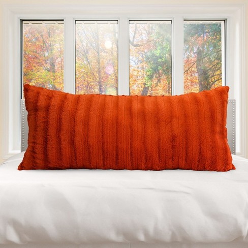 Cheer Collection Luxurious Faux Fur Throw Pillows Set Of 2 - Rust (24 X  24) : Target