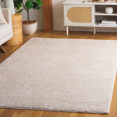 Beige 4' x 6' Shag Synthetic Area Rug