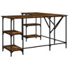 vidaXL Desk Smoked Oak 54.7 in.x54.7 in.x29.5 in. Engineered Wood - 2 of 4