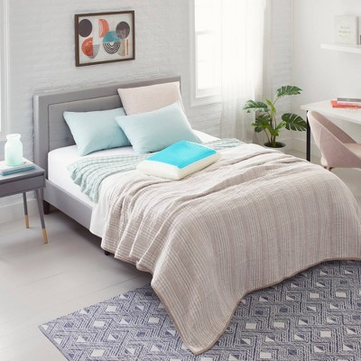 Queen Blue Bubble Gel Memory Foam Bed Pillow