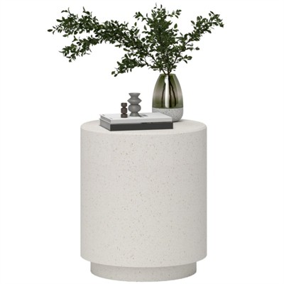 VisioGear Patio End Tables, 17 Inch End Tables for Patio, Garden Small Accent Decorative Stool, Tree Stump Stool, White, 14.5"*14.5"*17"