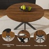 Modern Round Extendable Dining Table for 6, Retractable Solid Wood Veneer Table with Carbon Steel Base for Kitchen or Dining Room-Tanpinhause - 4 of 4