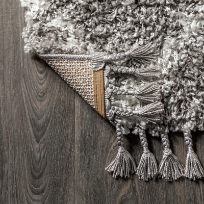 Grey and Ivory Rectangular Shag Moroccan Area Rug