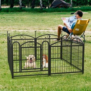 KTMBDW Foldable Dog Playpen for Indoor/Outdoor Metal Dog Pen Pet Fence with Doors, Heavy Duty 28 Inch 8 Panels Dog Pen for Medium Small Dogs - 1 of 4
