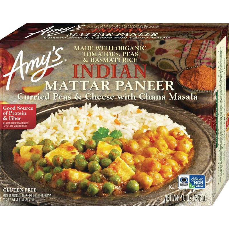 Amy&#39;s Frozen Indian Mattar Paneer Non-GMO, Gluten Free - 10 oz., 1 of 6