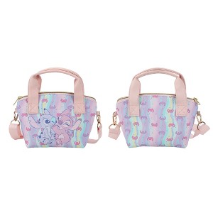 Disney Lilo & Stitch Angel & Stitch Hearts Pastel Striped 9.25” Mini PU Handbag - 1 of 4