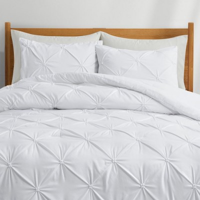 Peace Nest 3 Piece Pintuck Pinch Pleat and Seersucker Bubble Ruffled Chic and Tufted Clipped Comforter Set
