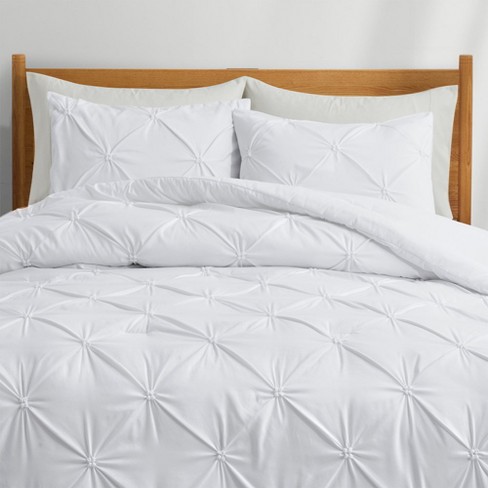 Pinch Pleat All Seasons Down Alternative Comforter Set - White, Full/Queen