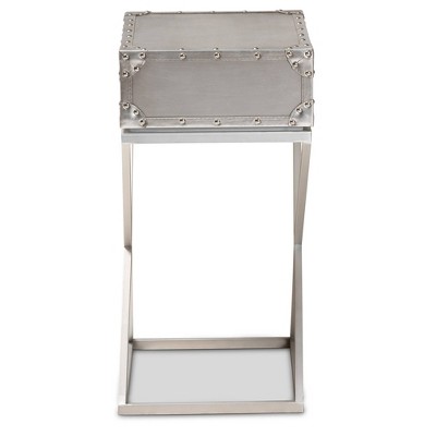 William Silver Metal 1-Drawer Industrial Nightstand