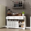Kumasinova 53"Farmhouse Buffet Sideboard Cabinet with 3 Drawers & 2 Sliding Barn Doors,Accent Coffee Bar Cabinet for Kitchen&Dining Room,White - 2 of 4