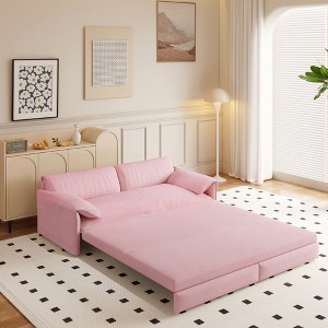 YONWAY 73" Queen Pull Out Sofa Bed with Side Storage, 3-in-1 Convertible Sleeper Sofa Velvet Loveseat Bed, for Living Room,Bedroom,Apartment,Office - 1 of 4