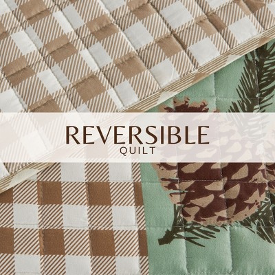 Rustic Woodland Hemlock Green and Brown Twin Quilt Set