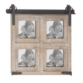 Wood 4 Slot Wall Photo Frame with Metal Accent Brown - Olivia & May