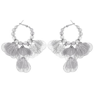 Anna-Kaci Boho Metal Flower Drop Dangle Fashion Earrings Layered Floral Petal Tassel Hoop Earring for Women - 1 of 4