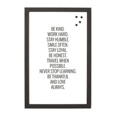 24" x 32" Be Kind Work Hard Magnet Board Wall Art Black - Petal Lane