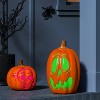 9" Lit Pumpkin Skull with Timer Full Blow Mold and No Cutout Halloween Decorative Prop - Hyde and EEK! Boutique™ - 2 of 3
