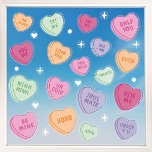 Big Dot of Happiness Valentine Hearts Window Clings, Reusable Holiday Window Sticker Decor, Candy Heart Decals, Static Clings for Galentine's Party - 1 of 4