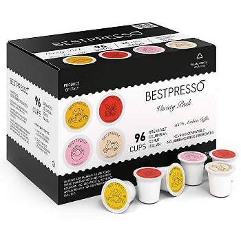 Bestpresso Single Serve Coffee Variety Pack - 96 Count K-Cup Pods, Includes Breakfast, Colombian, Donut & Italian, Compatible with 2.0 Keurig Brewers