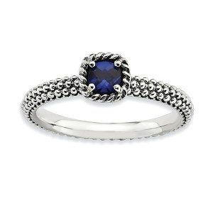 Black Bow Jewelry Antiqued Sterling Silver Stackable Created Sapphire Ring - 1 of 4