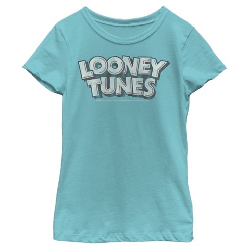 Girl's Looney Tunes Vintage Logo T-shirt - Tahiti Blue - Large : Target