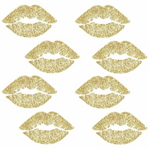 Lip Peel and Stick Wall Decal with Glitter Gold - RoomMates: Vinyl Self-Adhesive Modern Shapes, 8pc - 1 of 3