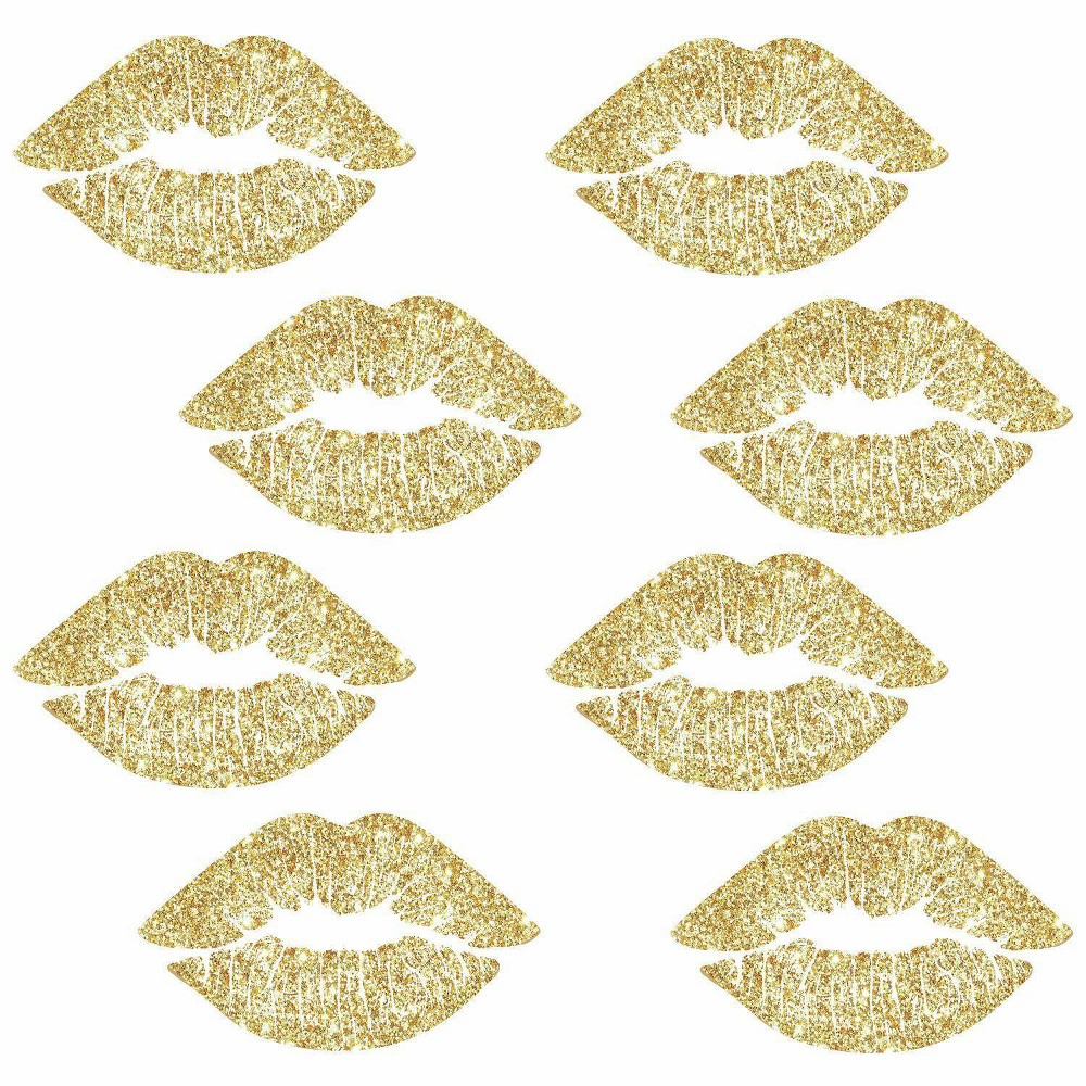 Photos - Other interior and decor Roommates Lip Peel and Stick Wall Decal with Glitter Gold  