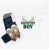 Country Boy Antlers Puff Print - Toddler Short Sleeve Graphic T-Shirt - 2 of 4