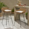 DSVIMOY Counter and Bar Stool Modern Rattan Barstools with Water Resistant Cushions for Patio, Brown and Beige, 37.75"*23"*22.75" - 2 of 4