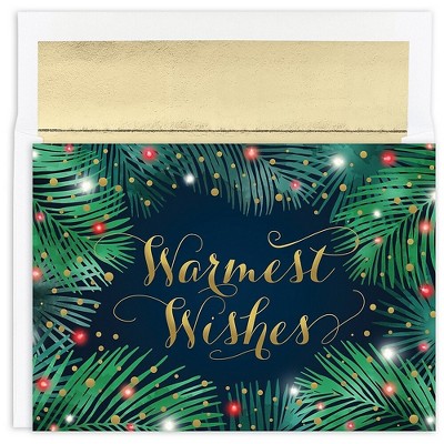 JAM Paper Christmas Cards & Matching Envelopes Set Palms & Lights 18/Pack 18034297A