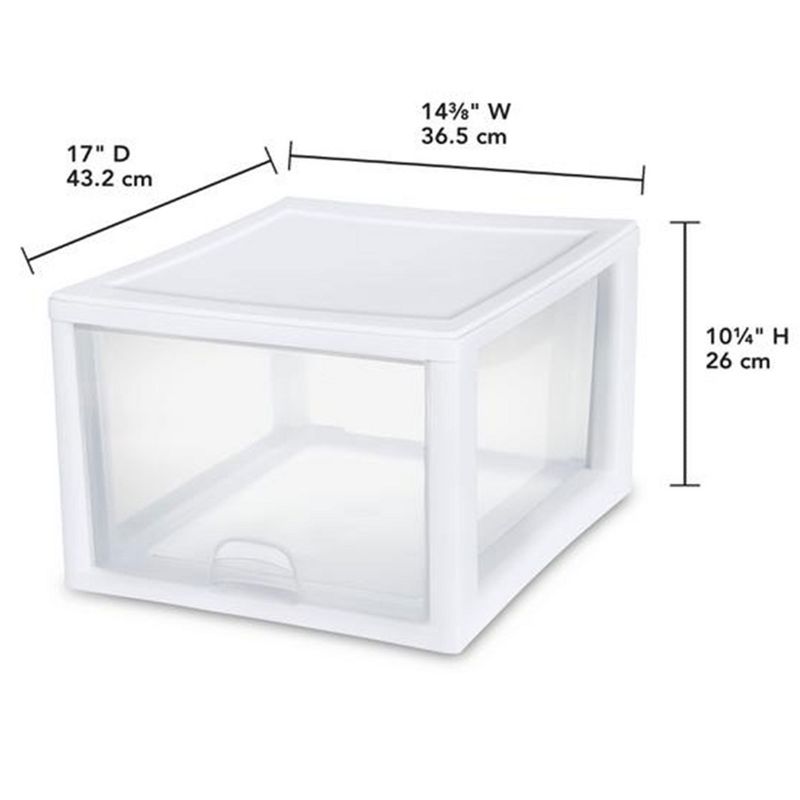 Sterilite 27 Quart (4 Pack)  and 16 Quart (6 Pack) Stackable Clear Plastic Storage Drawer Containers for Home and Office Organization, White, 5 of 8