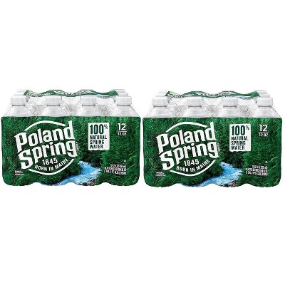 Poland Spring Brand 100% Natural Spring Water - 12 Fl Oz. Bottle (Pack of 24)
