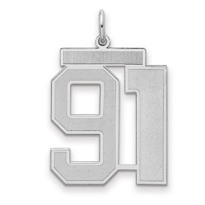 Black Bow Jewelry Sterling Silver, Jersey Collection, Large Number 91 Pendant - 1 of 4