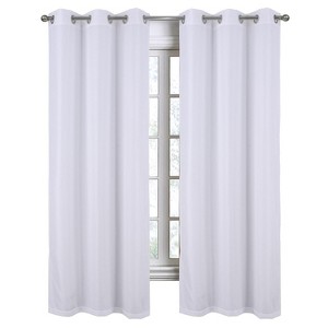 RT Designers Collection Lava Jacquard Grommet Curtain Panel Pair 36" x 84" White - 1 of 4