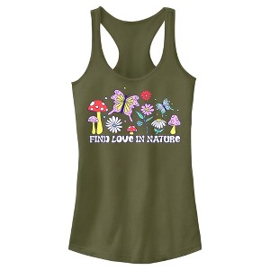 Juniors Womens Lost Gods Find Love in Nature Racerback Tank Top - 1 of 4