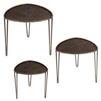Evergreen Beautiful Leaf Shape Metal Nested Side Tables, Set of 3 - 21 x 21 x 19 Inches