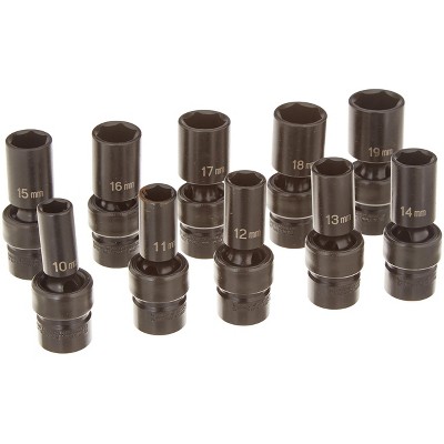 Grey Pneumatic 10 Piece Semi Deep Impact Socket Set - Model 1210UMSD