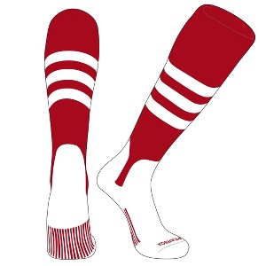 PEAR SOX OTC Baseball Softball Stirrup Socks (A, 5in) Red, White - 1 of 3