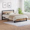 Full/Queen/King Industrial Platform Metal Bed Frame with Wood Headboard, 14" Tall, Noise-Free, No Box Spring Needed, Easy Assembly, Rustic Brown - 3 of 4