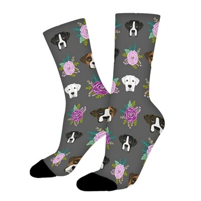 Boxer Dogs Women Printed Crew Socks Funny Funky Socks Soft Polyester Novelty Gifts for Artists Men
