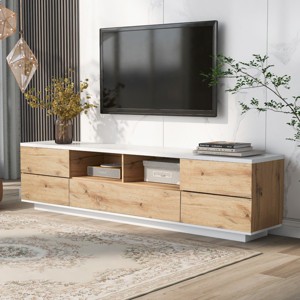 KTMBDW Modern TV Stand for TVs up to 80 Inch, 70.8 Inch Entertainment Center with Storage, Wood TV Console with Shelves for Living Room - 1 of 4