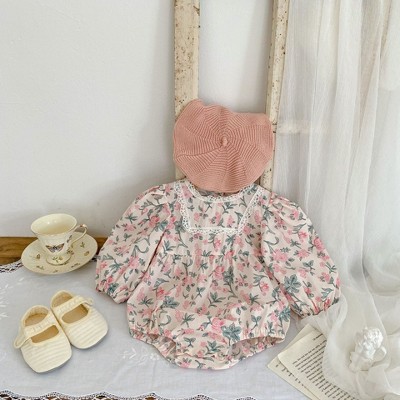 MyKids-USA Baby Girl Flower Print Pattern Mesh Patchwork Design Onesies or Dress