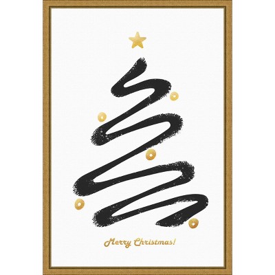 Minimalist Black and Gold Christmas Tree Canvas Print