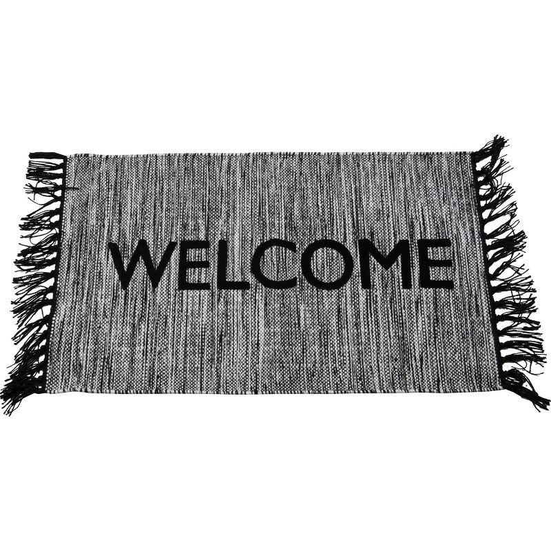 Hand Woven Outdoor Safe Polyester Entry Rug with Hand Tied Fringe - Foreside Home & Garden, 1 of 7