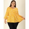 Agnes Orinda Women's Plus Size Babydoll Peplum High Low Hem V Neck 3/4 Sleeve Trendy Tops - 3 of 4